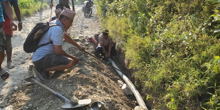 म्याग्दी नदीको पानी पोकफाँटको सिरानमा