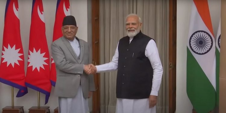 प्रधानमन्त्री प्रचण्ड र भारतीय समकक्षी मोदीबीच भेटवार्ता