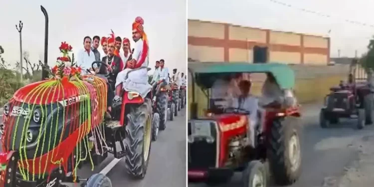 राजस्थानमा आफै ट्याक्टर चलाएर बेहुला कन्याको घर पुगेपछि…