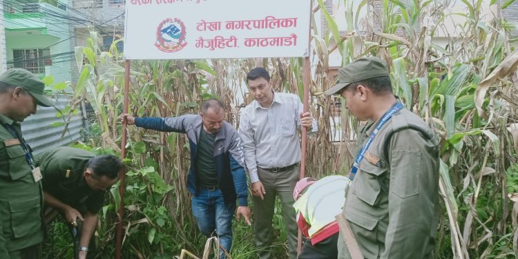 टोखामा सार्वजनिक जग्गा मिचेर बनाइएका संरचना हटाइए
