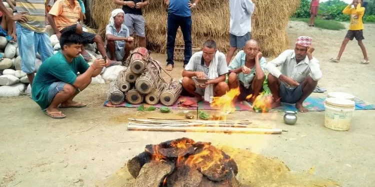 धानलाई रोगबाट जोगाउन थारू गाउँमा हरेरी पूजा
