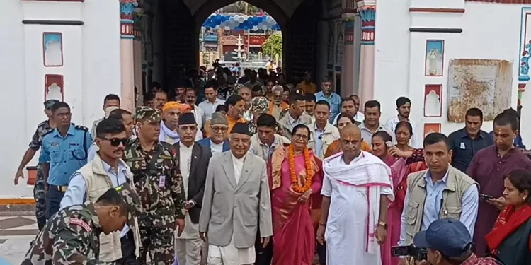 राष्ट्रपति पौडेलद्वारा जानकी मन्दिरमा दर्शन तथा विशेष पूजाअर्चना