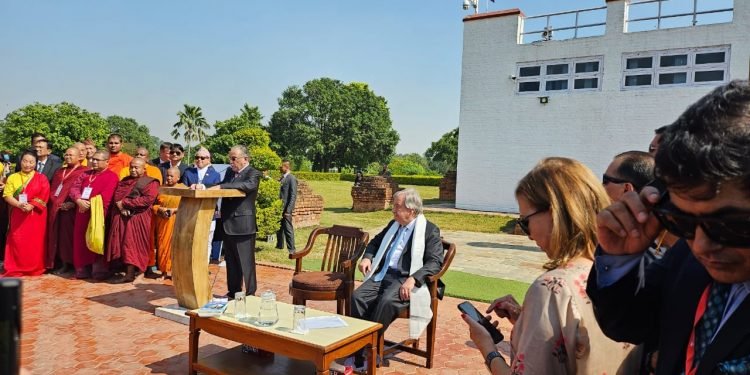 लुम्बिनीबाट राष्ट्रसंघका महासचिवले भने – संसारभर भइरहेका द्वन्द्व अन्त्यका लागि आव्हान गर्छु