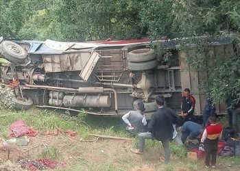घाँसीकुवामा रात्रि बस दुर्घटना दुईको मृत्यु, ३४ घाइते