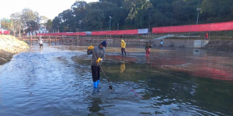 सजाइँदै राजधानीका छठ घाट, गुह्येश्वरी क्षेत्रमा झिलीमिली