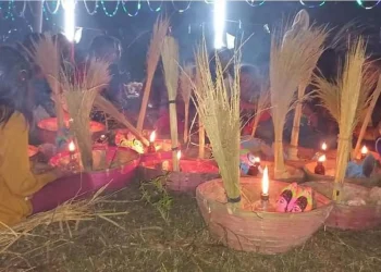 दाजुभाइको दीर्घायुको कामनामा सामाचकेवा खेल्दै