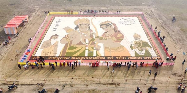 १०१ क्विन्टल अन्नबाट जनकपुरमा सीतारामको प्रतिमा निर्माण