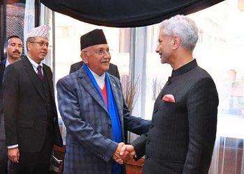 एमाले अध्यक्ष ओली र भारतका विदेशमन्त्री एस जयशंकरबीच भेट