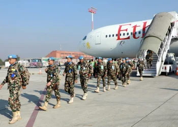 शान्ति मिसनबाट फर्कंदै नेपाली सेना