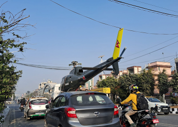 ट्रकमा राखेर जंगीअड्डा पुर्‍याइयो सैनिक हेलिकोप्टर