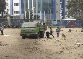 प्राकृतिक दुबोसहितको घाँसे चउर बनाइँदै खुलामञ्च