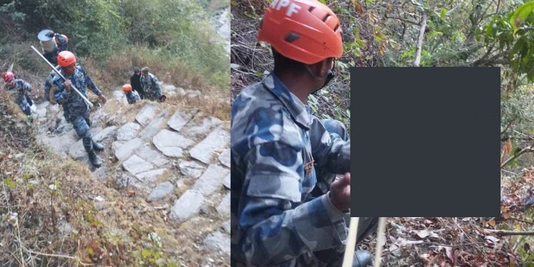 सशस्त्र प्रहरीको बिपद् उद्धार टिमले भिरमा फेला पार्यो बेपत्ता जर्मन पर्यटक