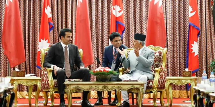 कतारी अमिर र राष्ट्रपति पौडेलबीच शीतल निवासमा वार्ता