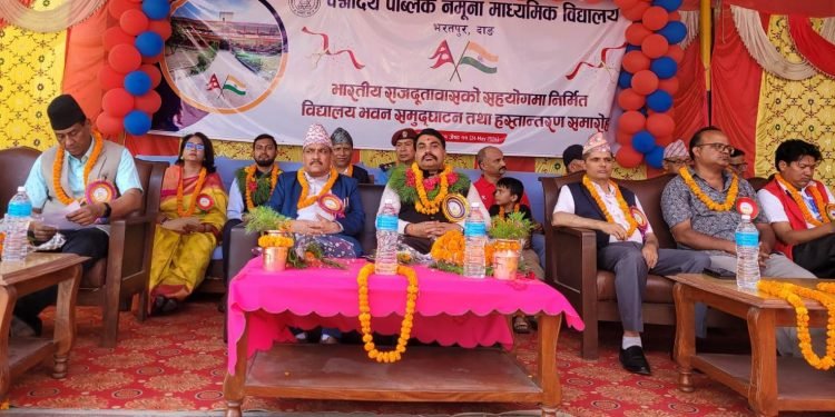 भारतीय राजदूतावासको सहयोगमा निर्मित विद्यालय भवन हस्तान्तरण
