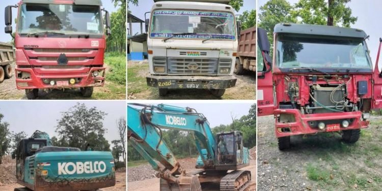 चाइना स्टेट कम्पनीका तीन वटा टिपर र एउटा जेसिबी प्रहरीको नियन्त्रणमा
