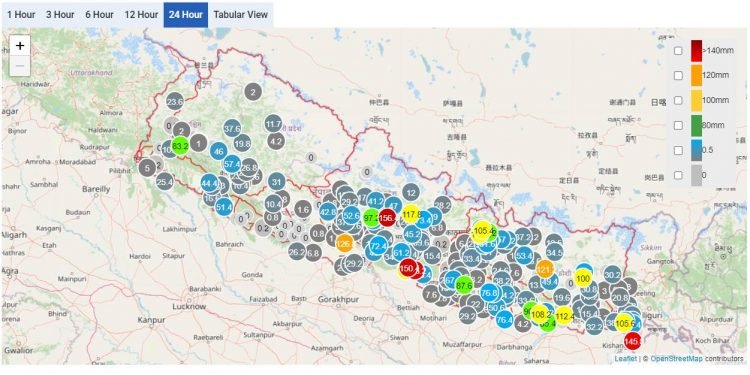 देशका ३२ स्थानमा भारी वर्षा, सतर्कता अपनाउन आग्रह
