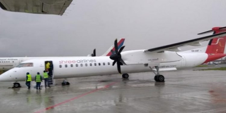 धावनमागर्गबाटै फर्काईंयो श्री एयरको विमान