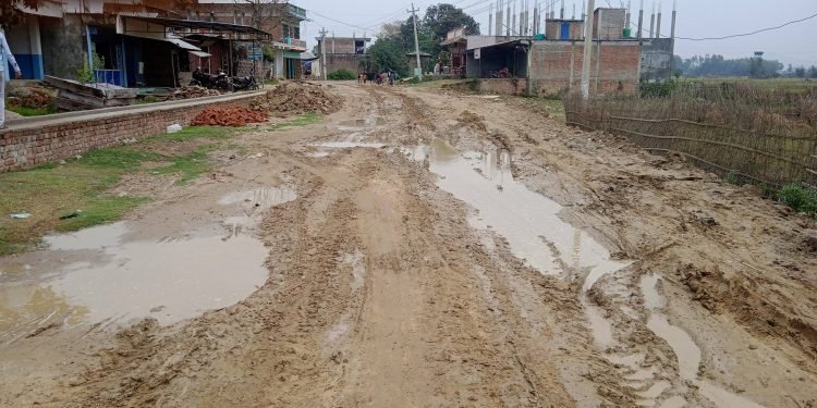 हिलाम्मे खेतजस्तै सडकको अवस्था , वडाध्यक्ष भन्दछन् ‘सडकका कारण जनता जोगाउनै कठिन भइसक्यो’