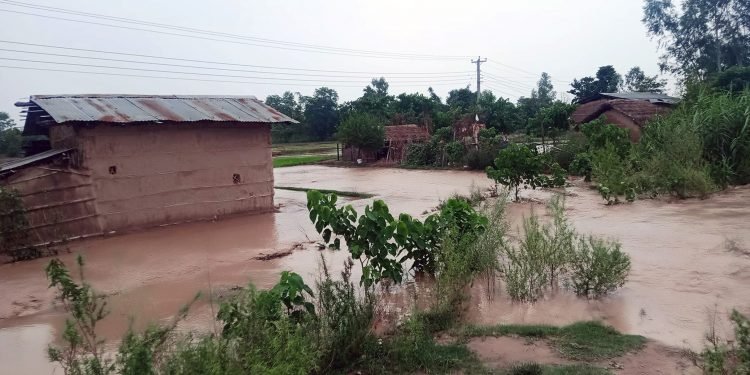 बाढी बस्तीमा पसेपछि भजनी नगरक्षेत्र जलमग्न