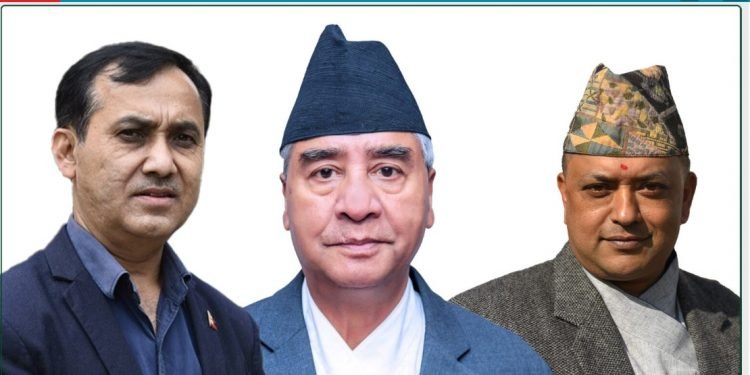 प्रतिवेदनमा सहमति जुटाउन महामन्त्रीद्वयसँग छलफल गर्दै सभापति देउवा