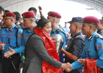 च्याम्पियन नेपाल पुलिसका खेलाडीलाई भव्य स्वागत
