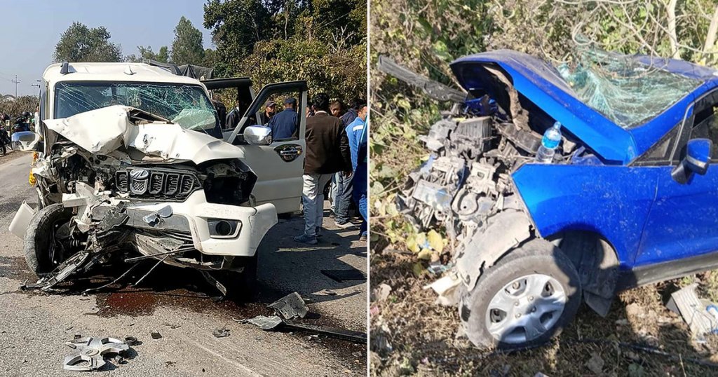 मकवानपुरमा स्कार्पियाे र कार ठाेक्किँदा २ जनाकाे मृत्यु, १२ जना घाइते