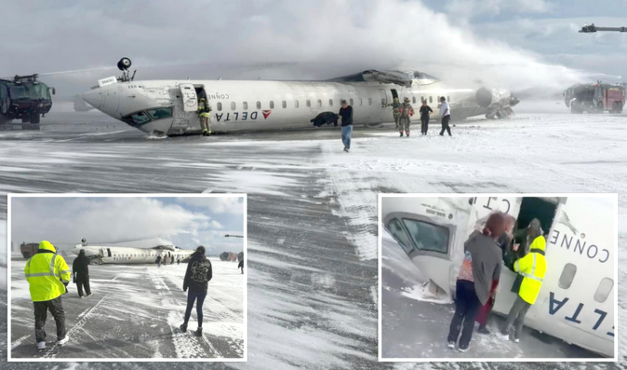 क्यानडाको टोरन्टोमा अवतरण गर्ने क्रममा विमान पल्टियो, १९ जना घाइते, तीन जनाको अवस्था गम्भीर