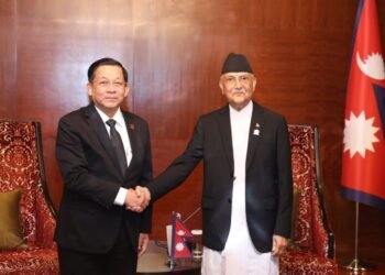 प्रधानमन्त्री ओली र म्यान्मारका प्रधानमन्त्री हलिङबीच भेटवार्ता
