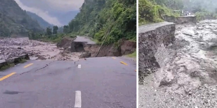 खोलाले सडक बगाउँदा धरान–धनकुटा राजमार्ग अवरुद्ध