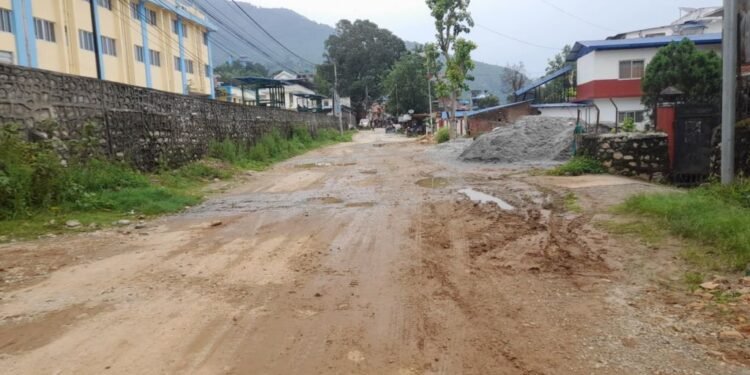 सदरमुकामकै सडक एक दशकदेखि जीर्ण