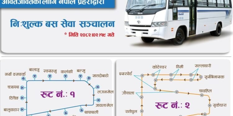 यातायात बन्दपछि यात्रुका सुविधाका लागि नेपाल प्रहरीद्धारा बस संचालन