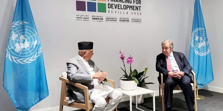 प्रधानमन्त्री र संयुक्त राष्ट्रसङ्घका महासचिवबीच भेटवार्ता