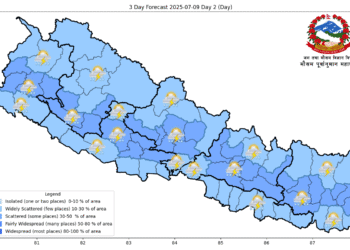 गण्डकी, कर्णाली र सुदूरपश्चिमका केही स्थानमा भारी वर्षा हुने पूर्वानुमान