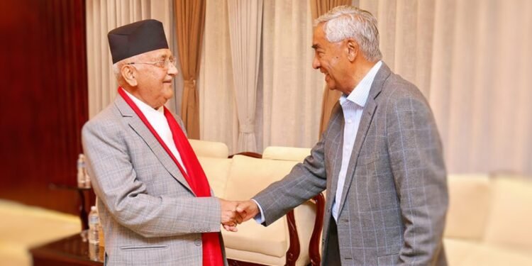 प्रधानमन्त्री ओली र काँग्रेस सभापति देउवाबीच भेटवार्ता