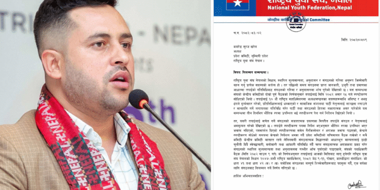 पूर्वराष्ट्रपति भण्डारीको पक्षमा लागेका युवा संघका लुम्बिनी प्रदेश अध्यक्ष सुरज खरेल निलम्बित