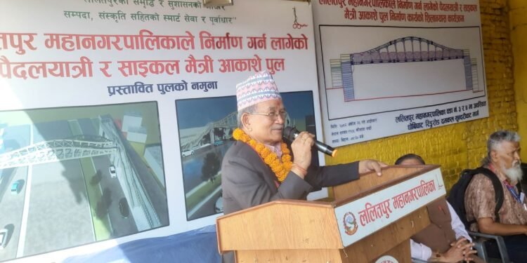 साइकलबाटै वारपार गर्न मिल्ने गरी आकाशेपुल निर्माण सुरु