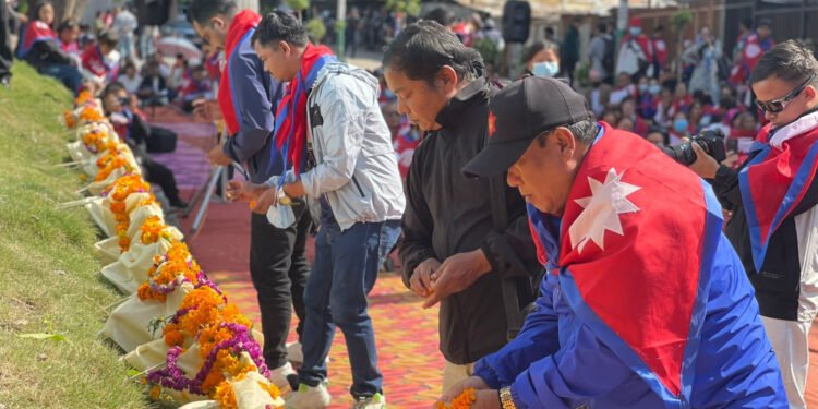 सहिदको तस्बिरमा माल्यार्पण गरेर जेनजीको माइतीघरमा सामूहिक भाइटीका