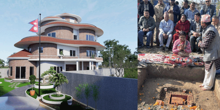 राधिकाले शिल्यान्यास गरिन् गुन्डुमा बन्ने ओली कुटी