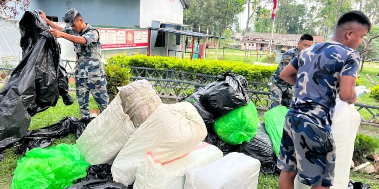 सप्तकोशीको बिच टापुमा लुकाई छिपाई राखेको ४ सय ७५ केजी गाँजा बरामद
