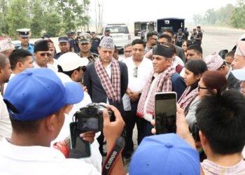 सभामुख र राष्ट्रियसभा अध्यक्षद्वारा दोधरा–चाँदनीमा प्रस्तावित सुक्खा बन्दरगाह क्षेत्रको अवलोकन