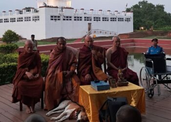 अलोका कुकुरसहितको ‘शान्ति पदयात्रा’ टोली लुम्बिनीमा