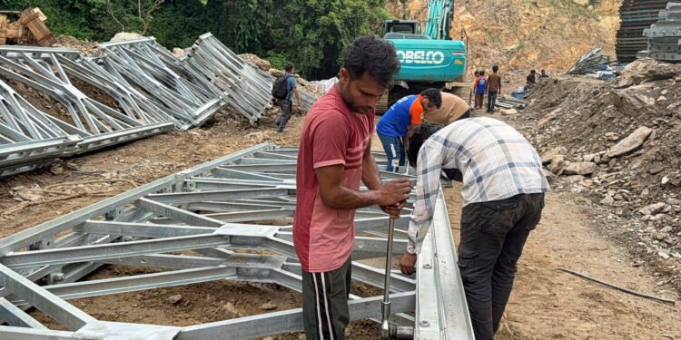 पुवाखोलामा बेलिब्रिज जडान सुरु, दुई साताभित्र सञ्चालनमा ल्याउने तयारी