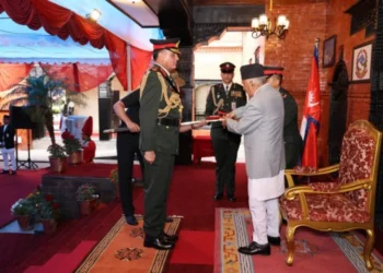 राष्ट्रपतिद्वारा भारतीय स्थल सेनाध्यक्ष सेठलाई नेपाली सेनाको मानार्थ महारथीको दर्जा प्रदान