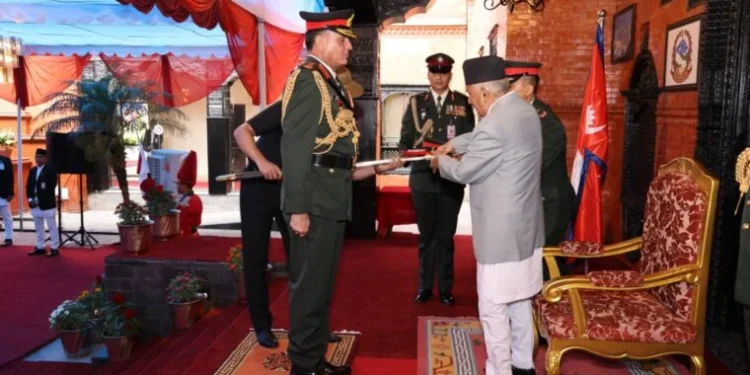 राष्ट्रपतिद्वारा भारतीय स्थल सेनाध्यक्ष सेठलाई नेपाली सेनाको मानार्थ महारथीको दर्जा प्रदान