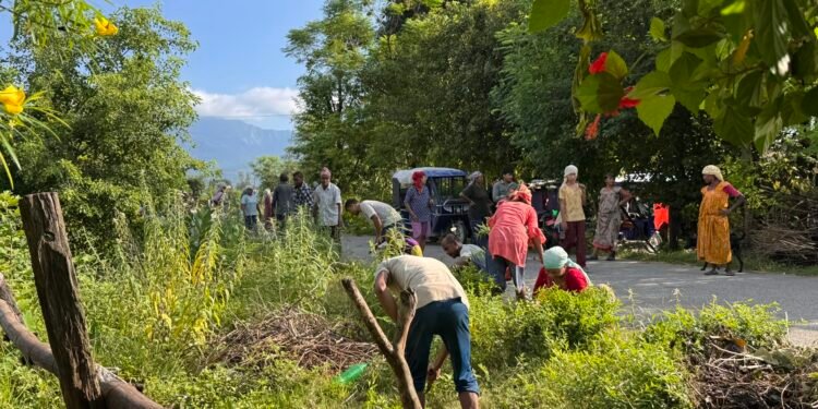 आफ्नो गाउँ सफा गर्न आफैँ जुटे युवा